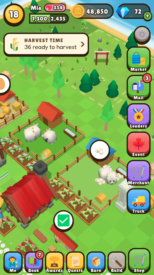 Cows, sheep and chickens in their pens, with fresh wool and eggs ready to collect